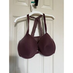 Auden Womens Burgundy Lace Racerback Front Close Underwire Bra 38DD